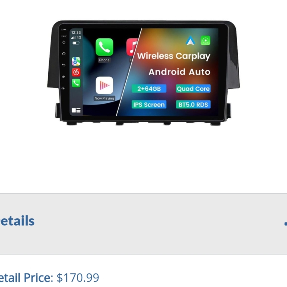 Wireless Carplay Android Auto Car Audio System - Black